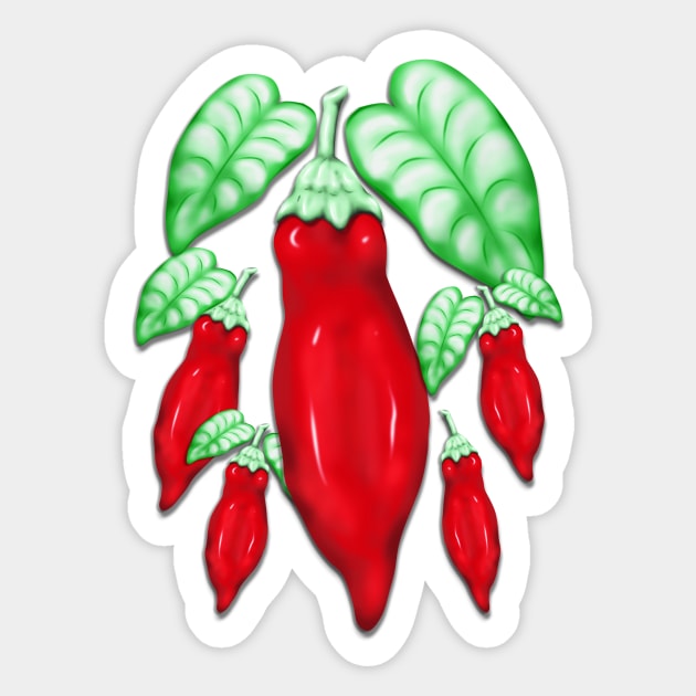 Red Hot Chilli Pepper Decorative Food Art Sticker by BluedarkArt